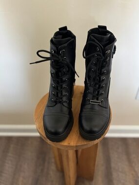 G by Guess Black Lace-Up Combat Boots